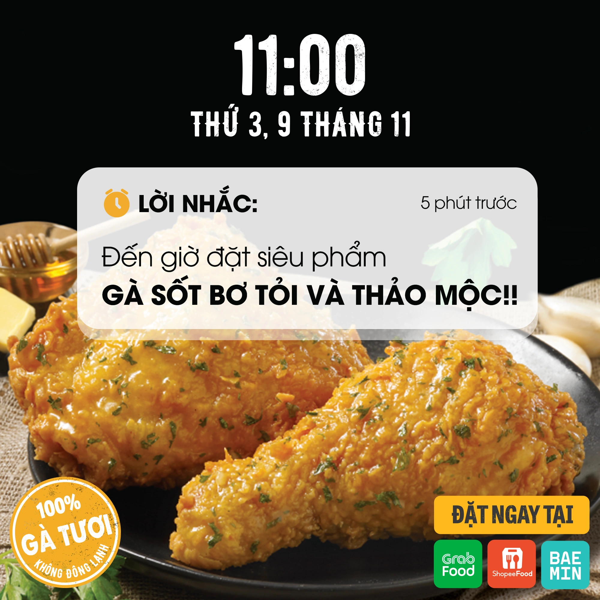 Gà sốt bơ tỏi và thảo mộc